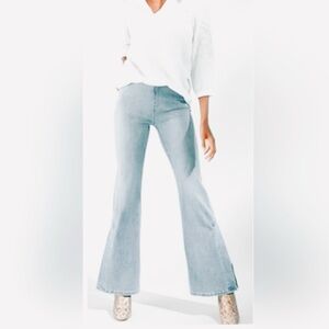 Soft Surroundings Like New Ultimate Flare Side Split Pull-on Jeans Light Wash S